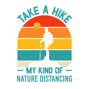 Premium cotton Take a Hike T-Shirt with a retro sunset and hiker